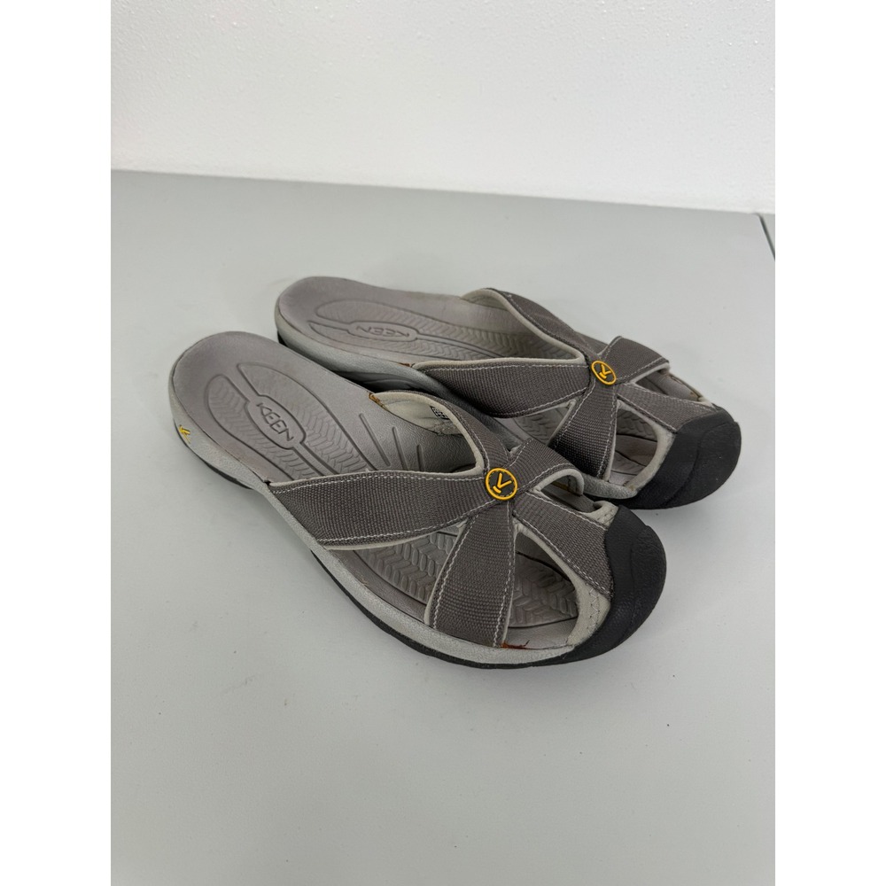 Keen Bali Gray Textile Slide Sandals Women 8.5 Rubber Toe Outdoor 1010991